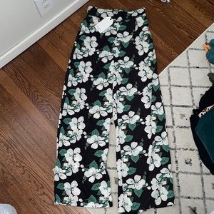 Floral high waist trouser with front no show pocket